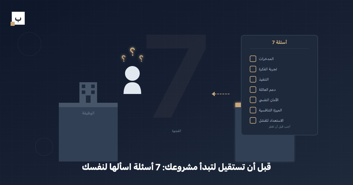 قبل أن تستقيل لتبدأ مشروعك: 7 أسئلة اسألها لنفسك